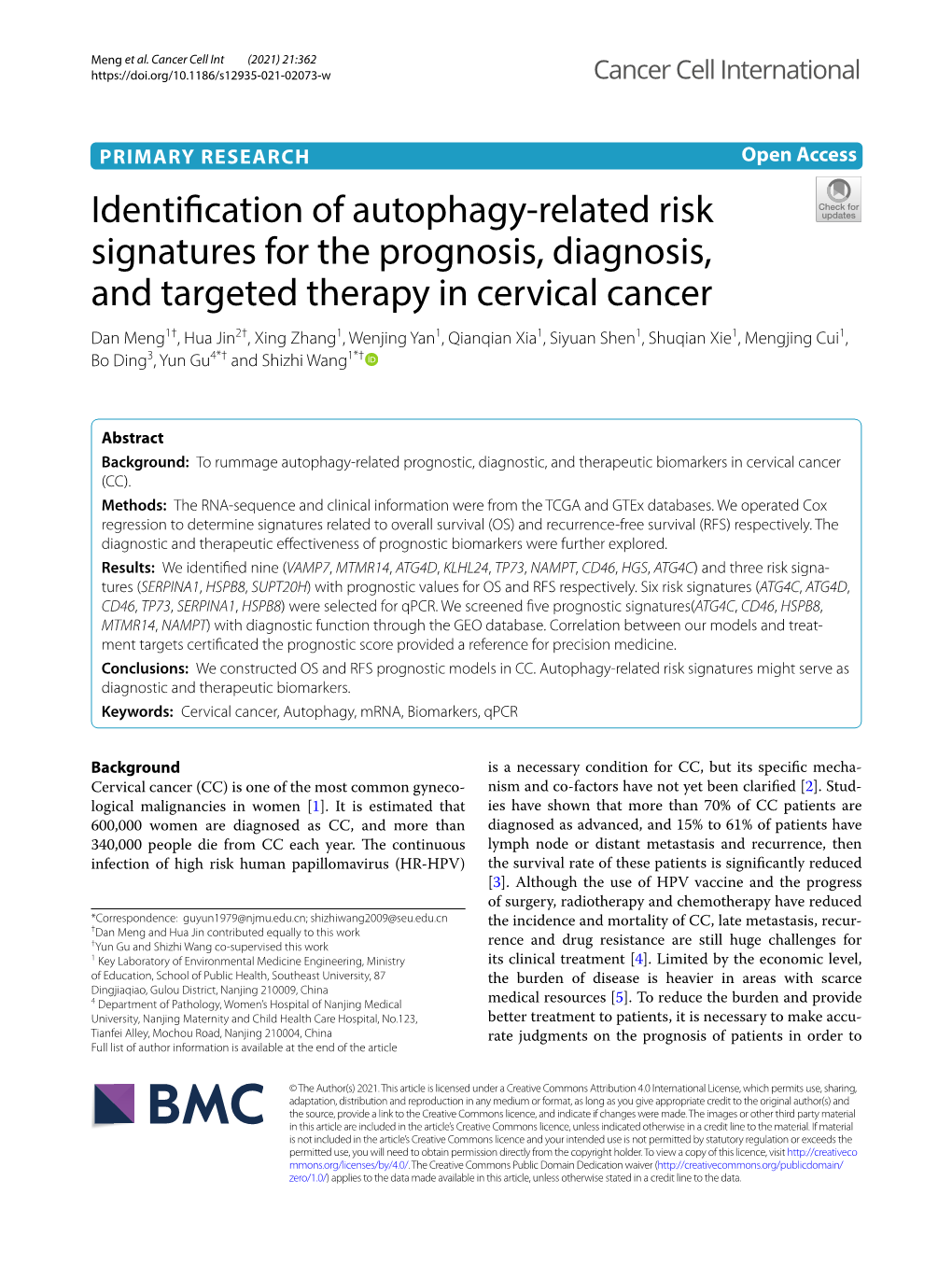 Identification of Autophagy-Related Risk Signatures for the Prognosis