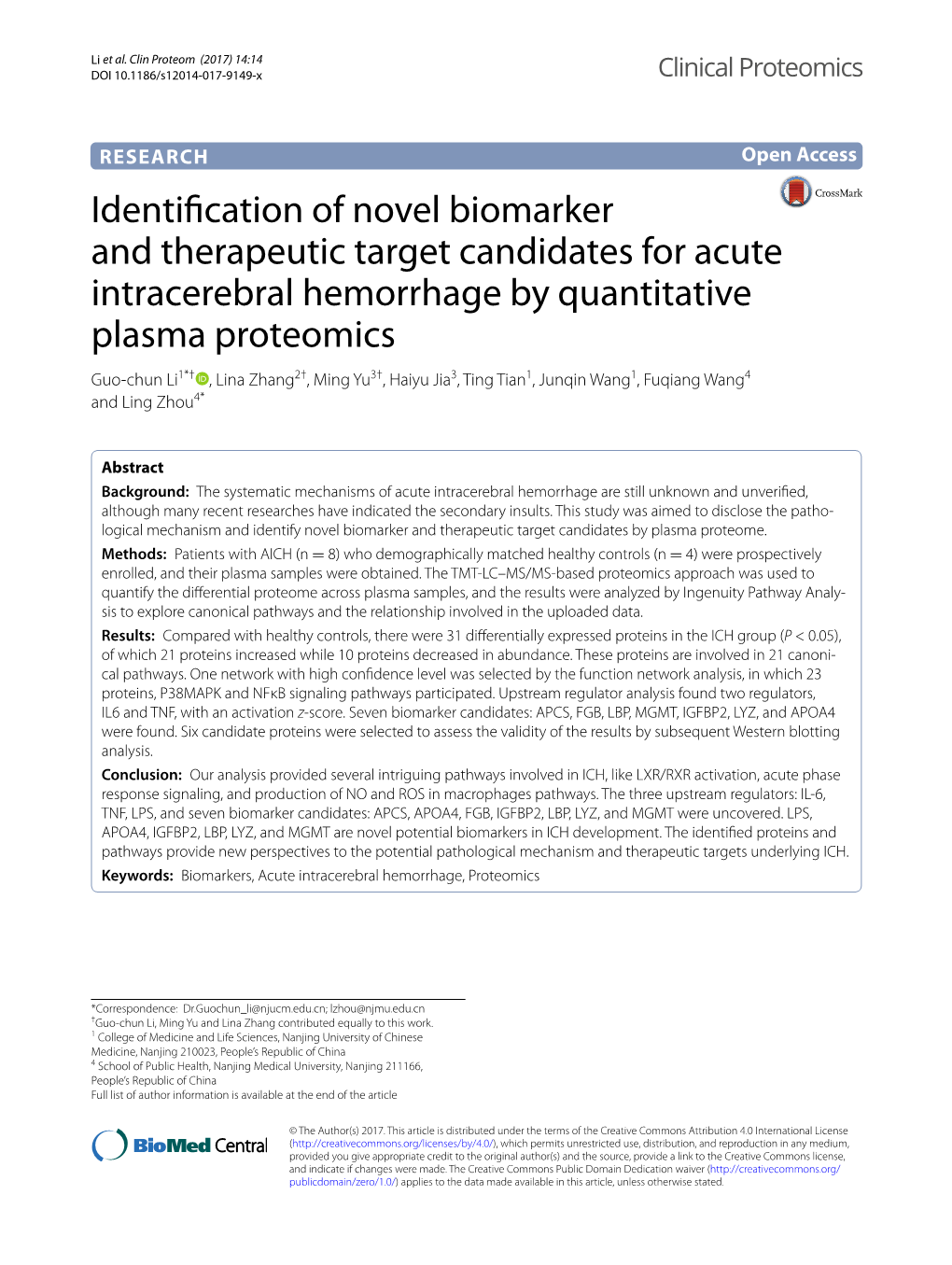 Identification of Novel Biomarker and Therapeutic Target Candidates For