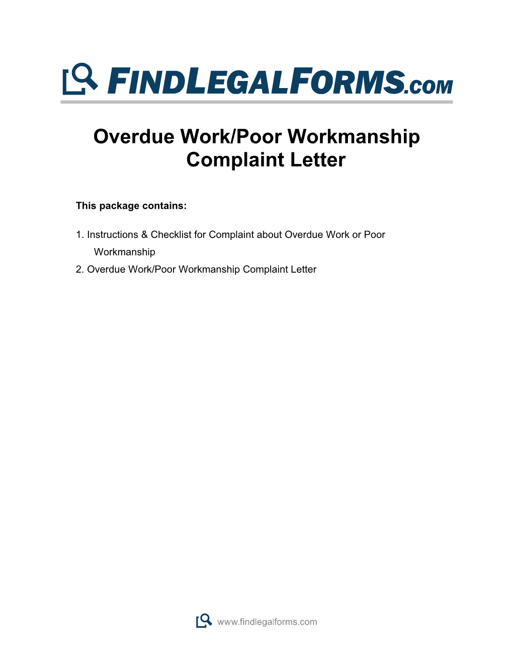 Overdue Work/Poor Workmanship Complaint Letter