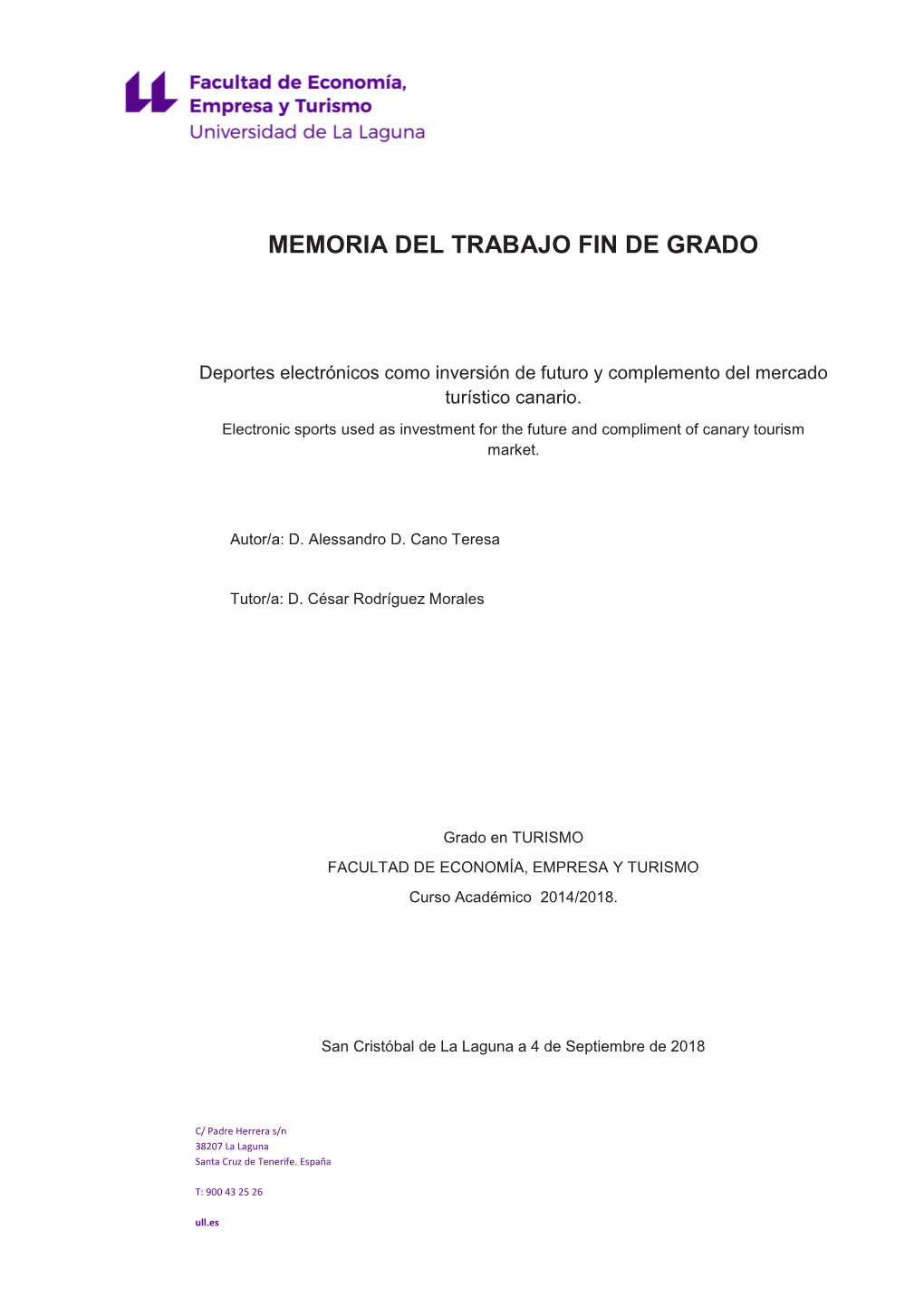 Memoria Del Trabajo Fin De Grado