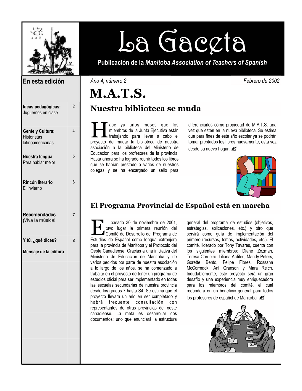 La Gaceta Publicación De La Manitoba Association of Teachers of Spanish