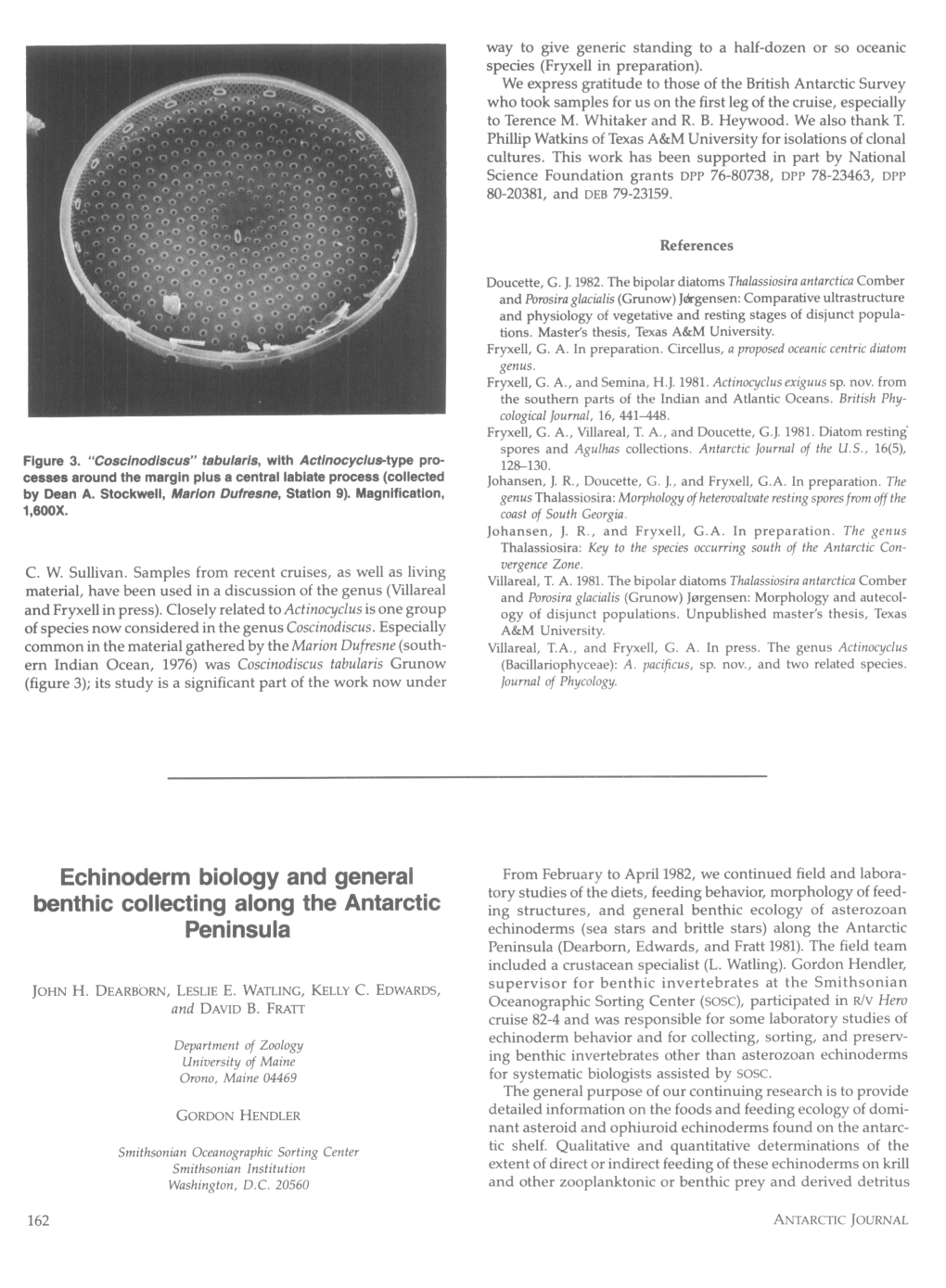 Echinoderm Biology and General Benthic Collecting Along The