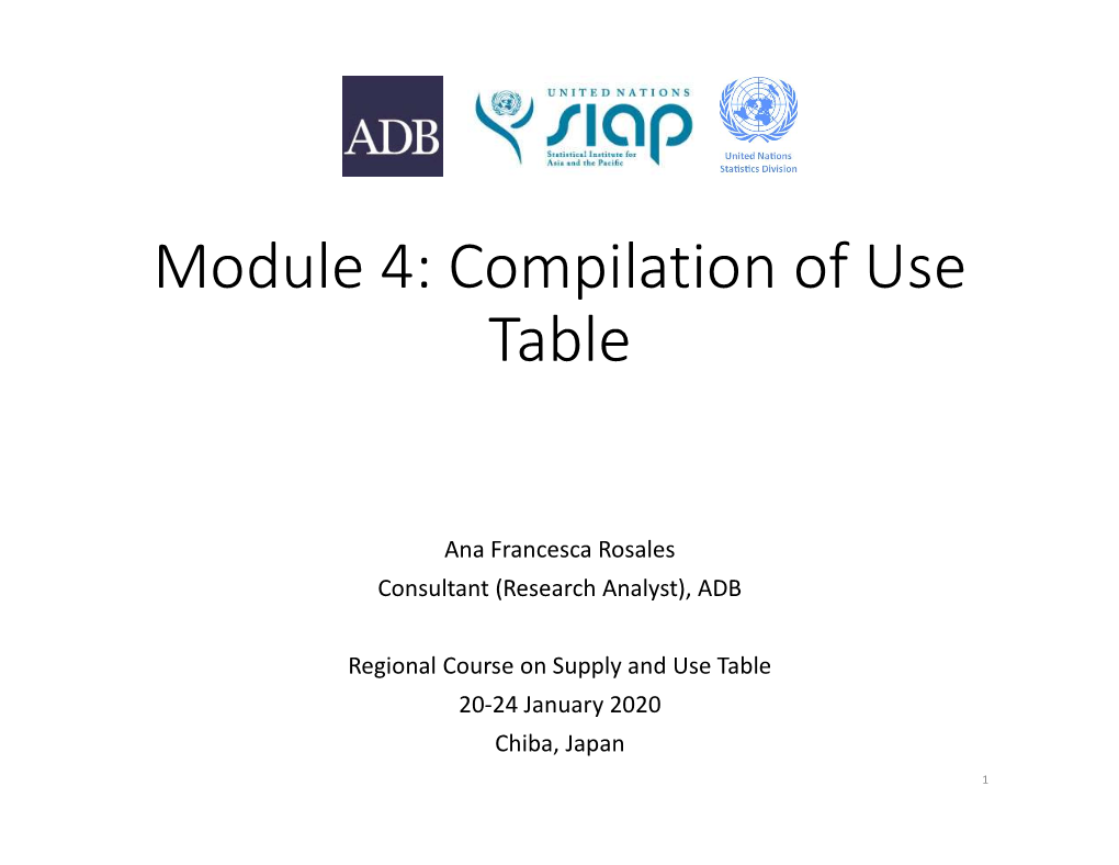 Compilation of Use Table