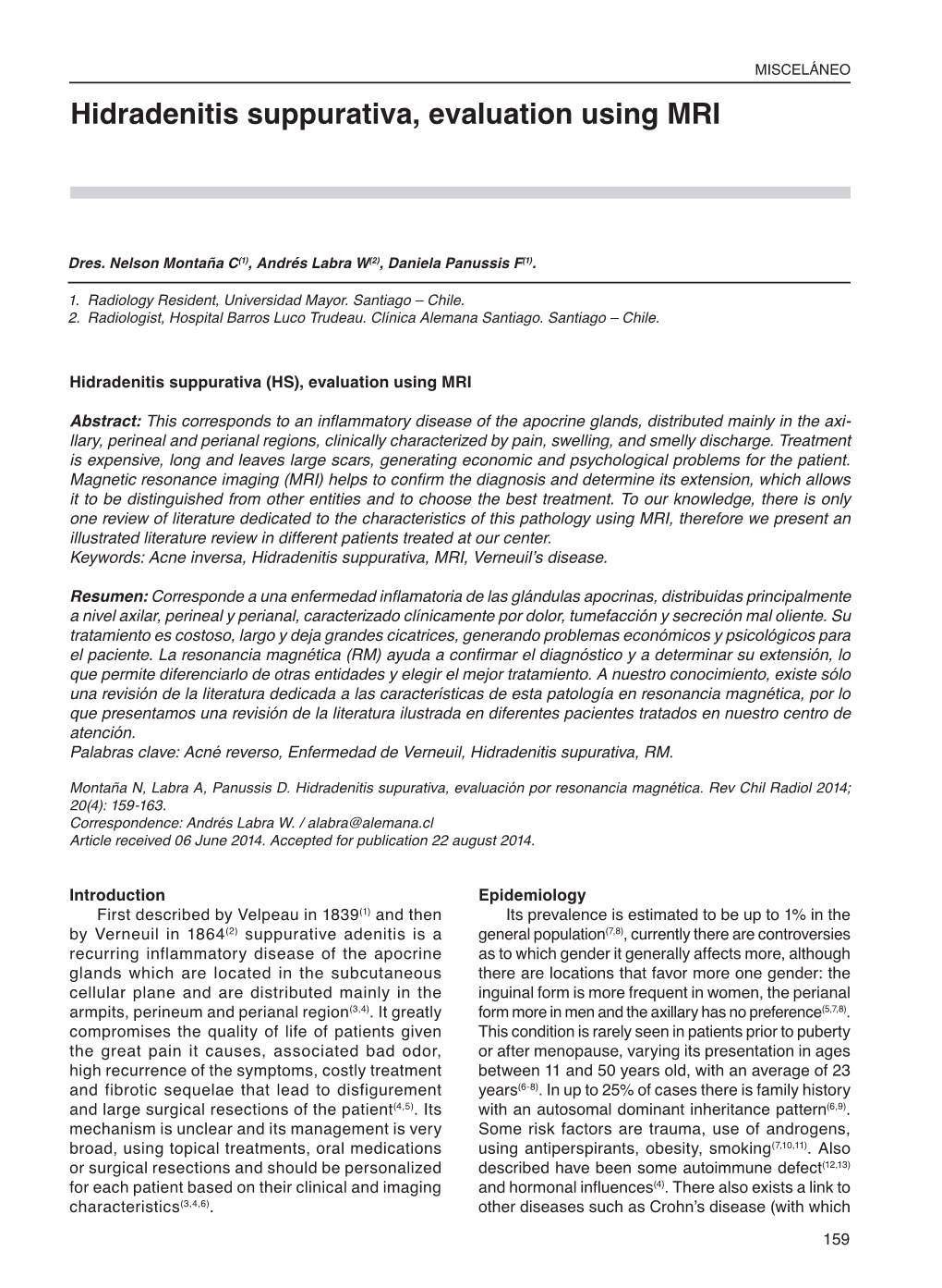 Hidradenitis Suppurativa, Evaluation Using MRI