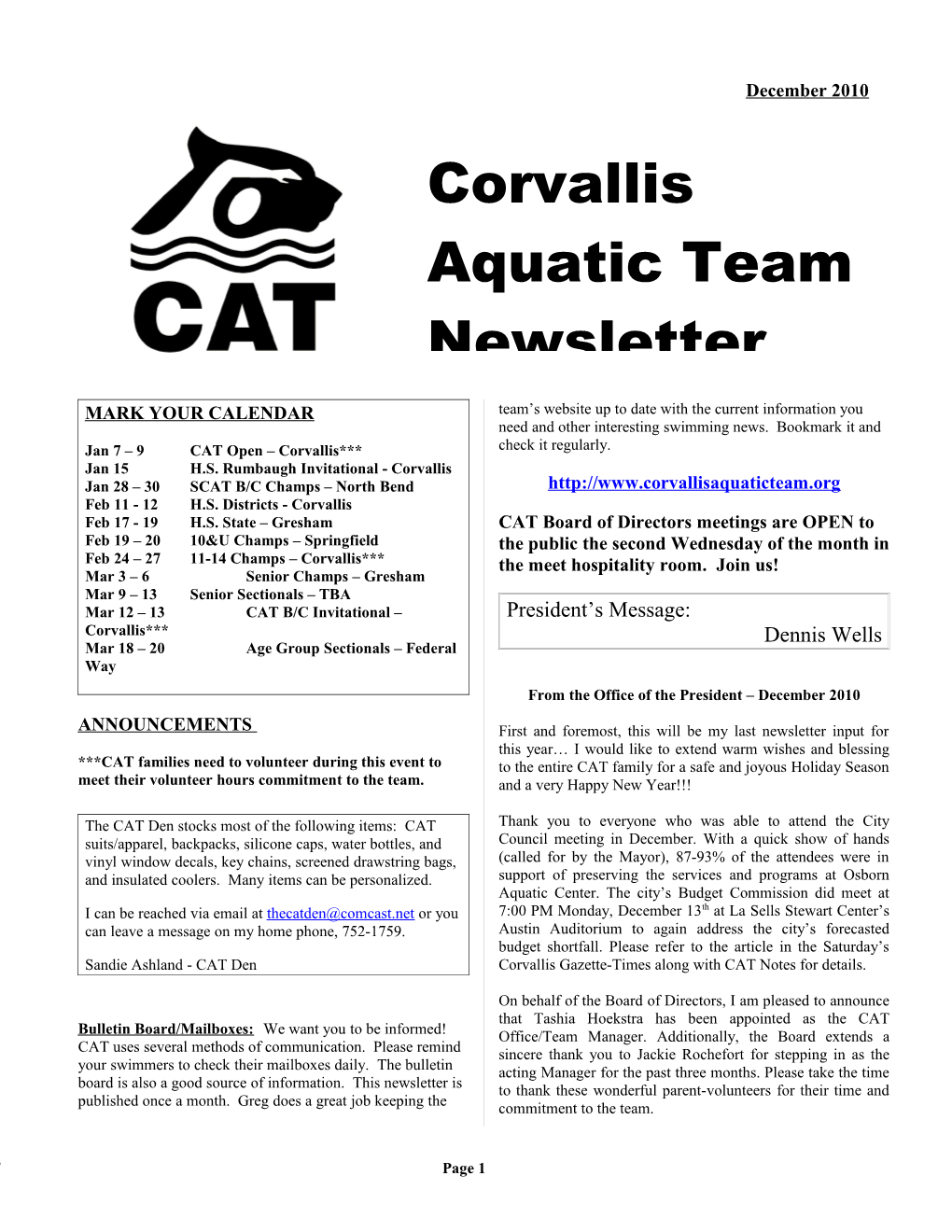 Jan 7 9 CAT Open Corvallis