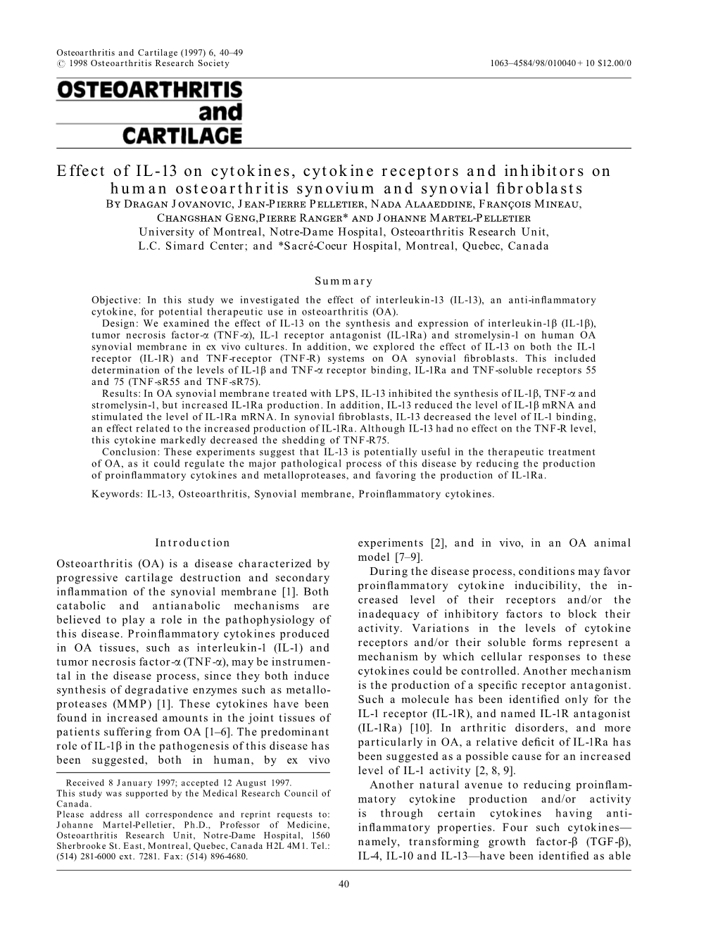 Effect of IL-13 on Cytokines, Cytokine Receptors and Inhibitors on Human