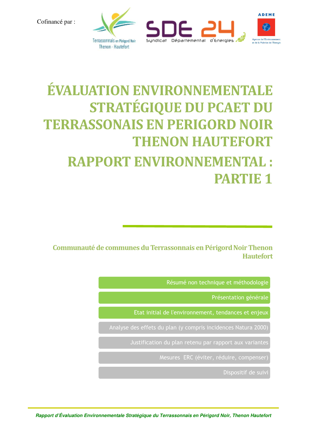 Évaluation Environnementale Stratégique Du Pcaet Du Terrassonais En Perigord Noir Thenon Hautefort Rapport Environnemental : Partie 1