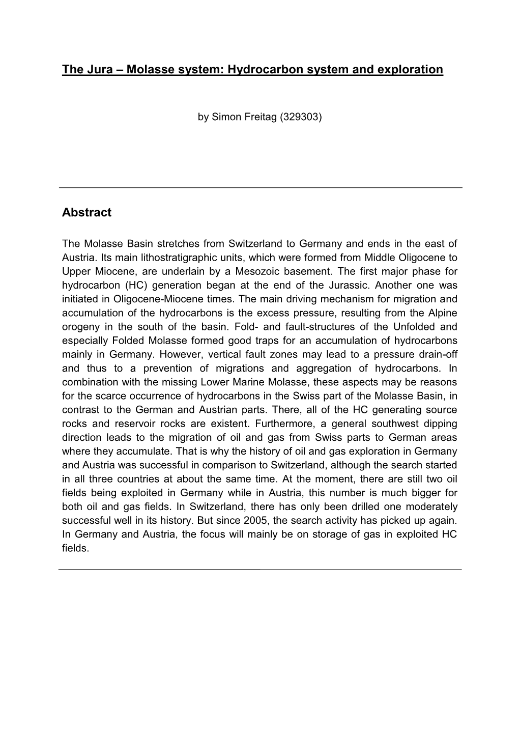 The Jura – Molasse System: Hydrocarbon System and Exploration