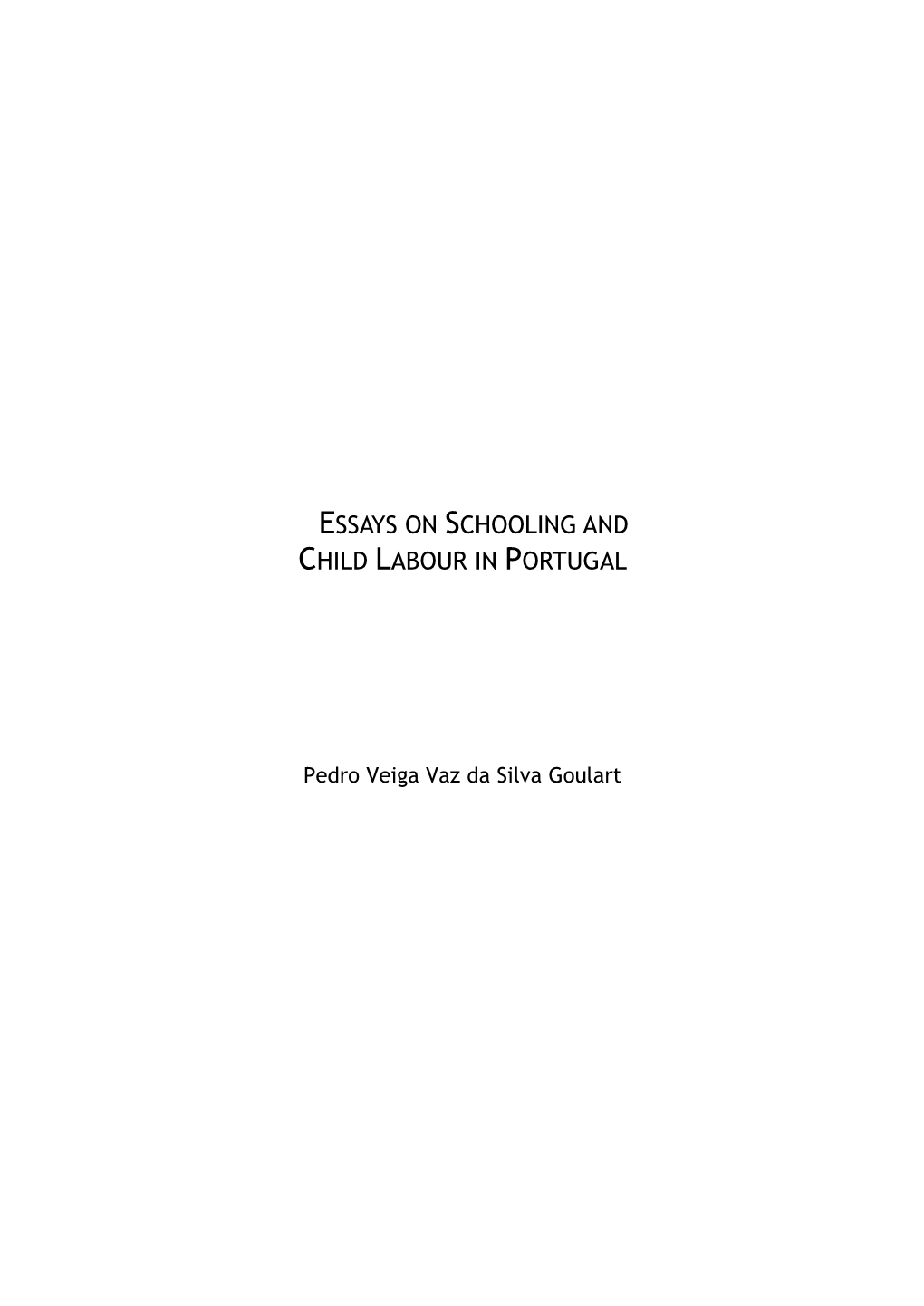 Essays on Schooling and Child Labour in Portugal