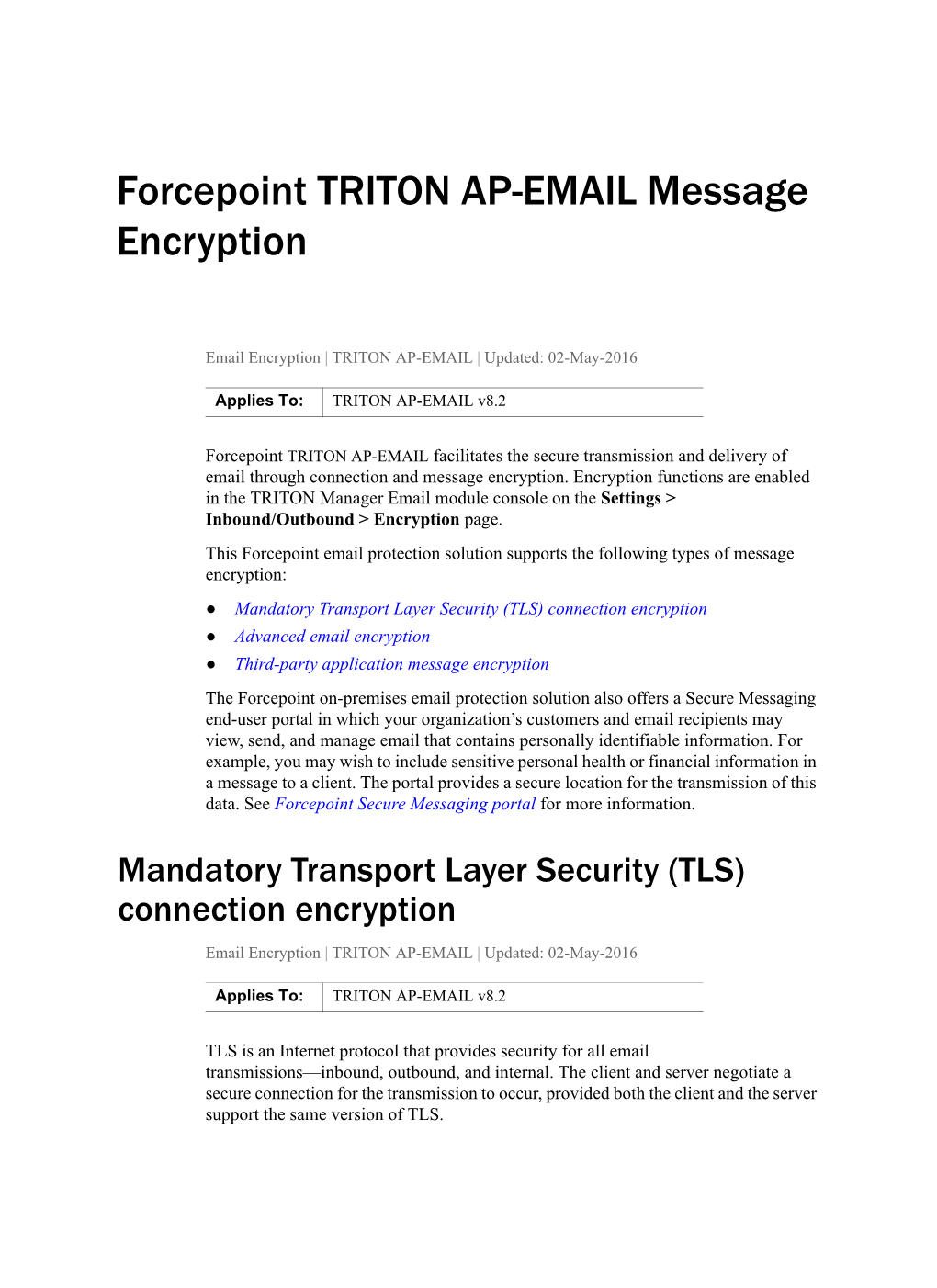 Forcepoint TRITON AP-EMAIL Message Encryption