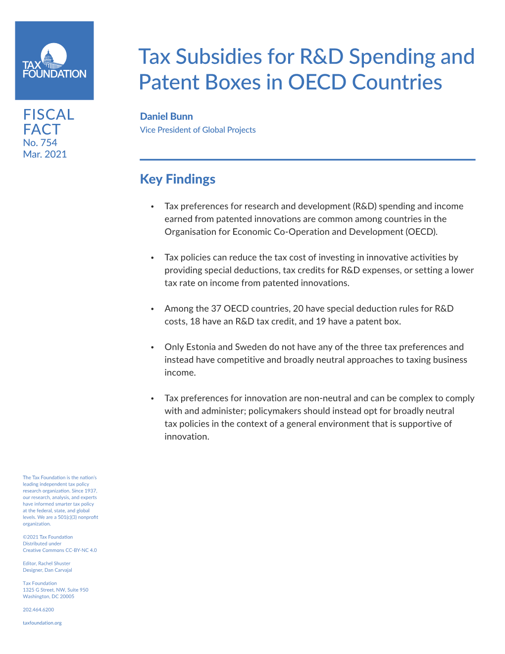 Tax Subsidies for R&D Spending and Patent Boxes in OECD Countries