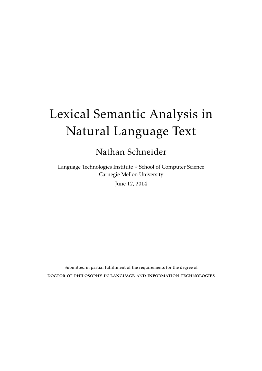 Lexical Semantic Analysis in Natural Language Text