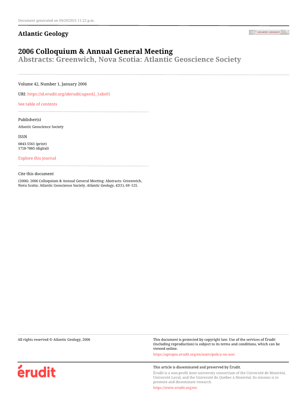 2006 Colloquium & Annual General Meeting: Abstracts