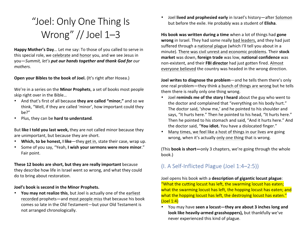 “Joel: Only One Thing Is Wrong” // Joel