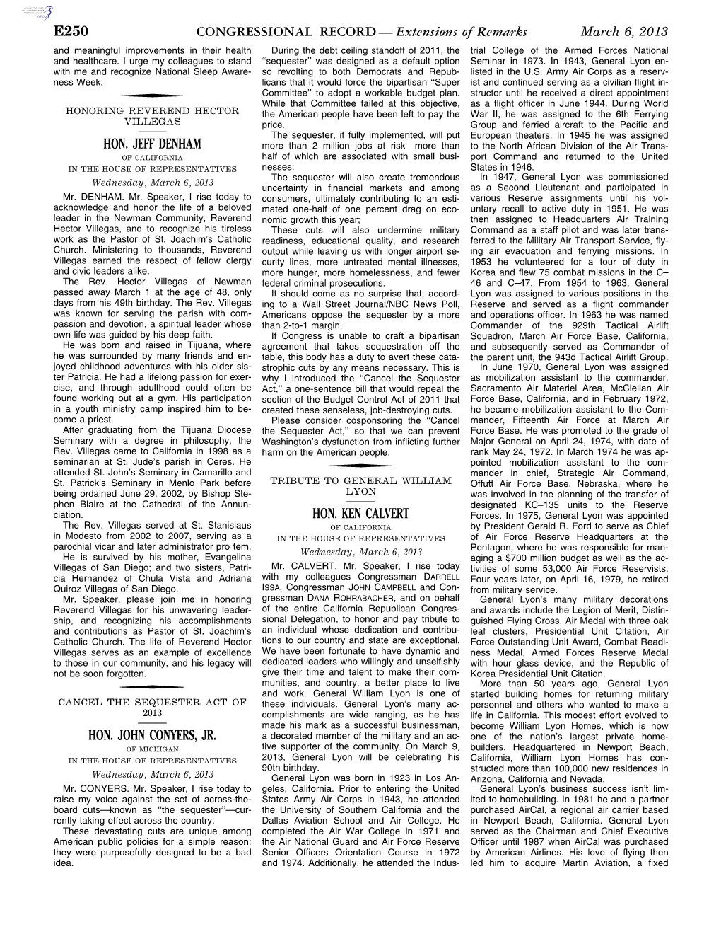 CONGRESSIONAL RECORD— Extensions of Remarks E250 HON