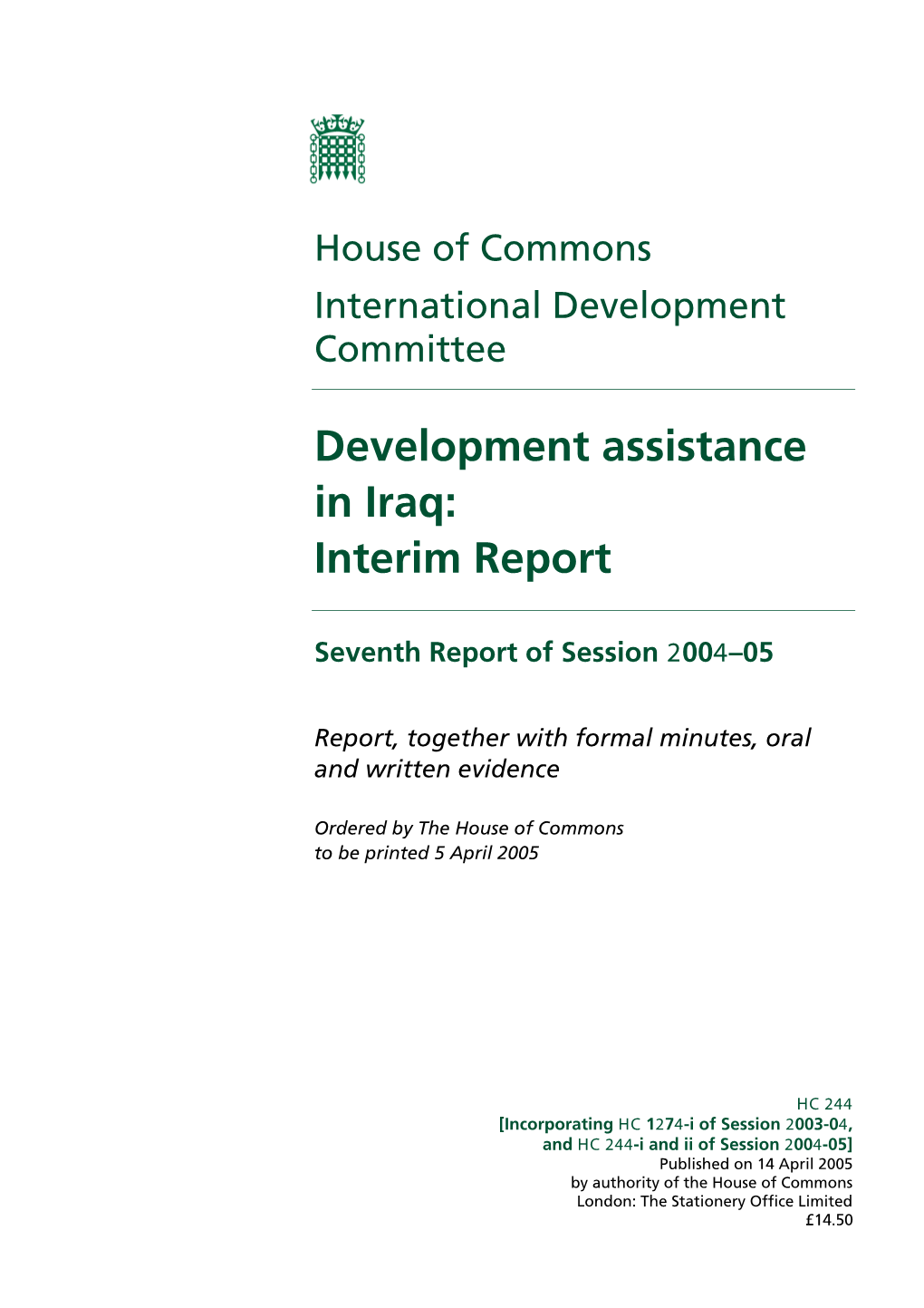 Development Assistance in Iraq: Interim Report