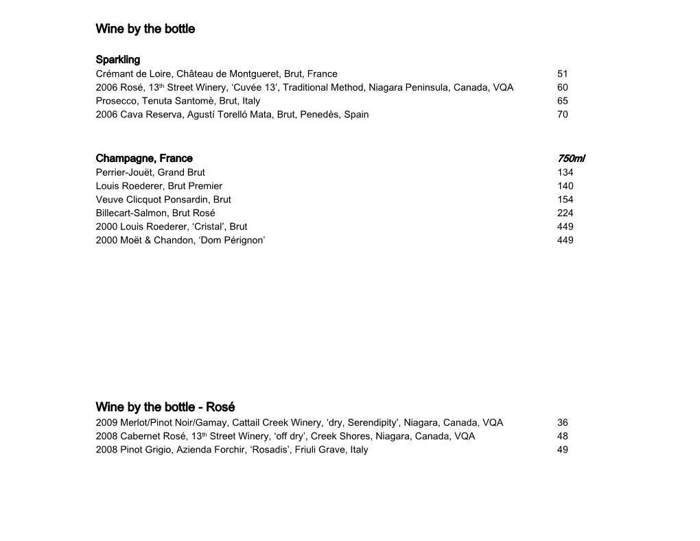 Sassafraz Wine List