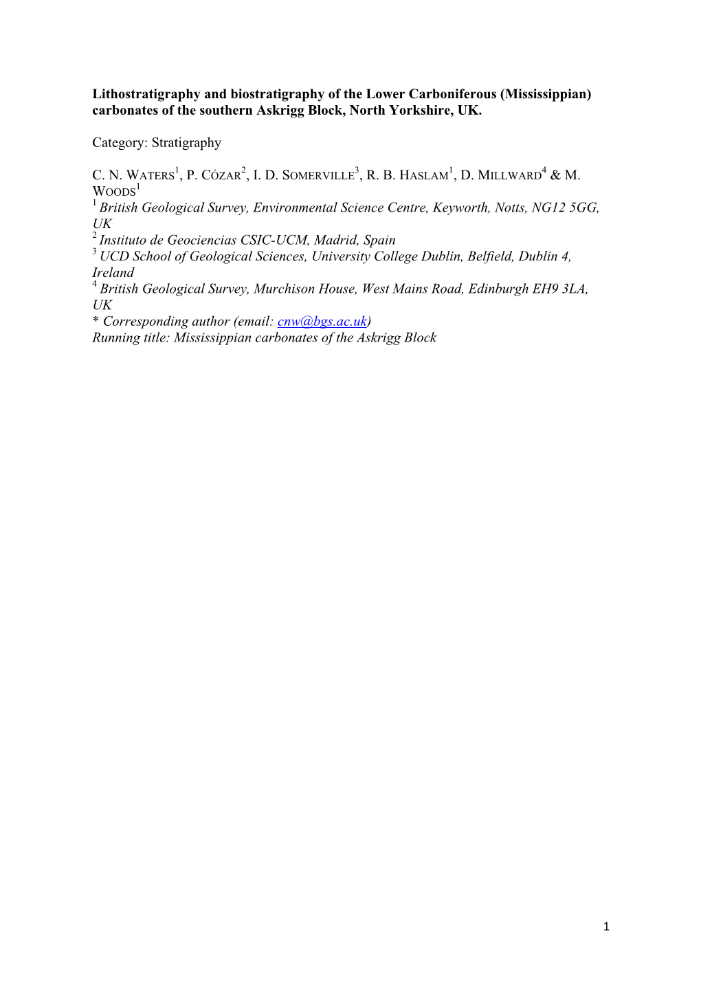 Carbonates of the Southern Askrigg Block, North Yorkshire, UK