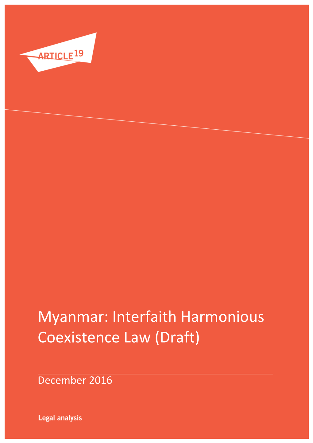 Myanmar: Interfaith Harmonious Coexistence Law (Draft)