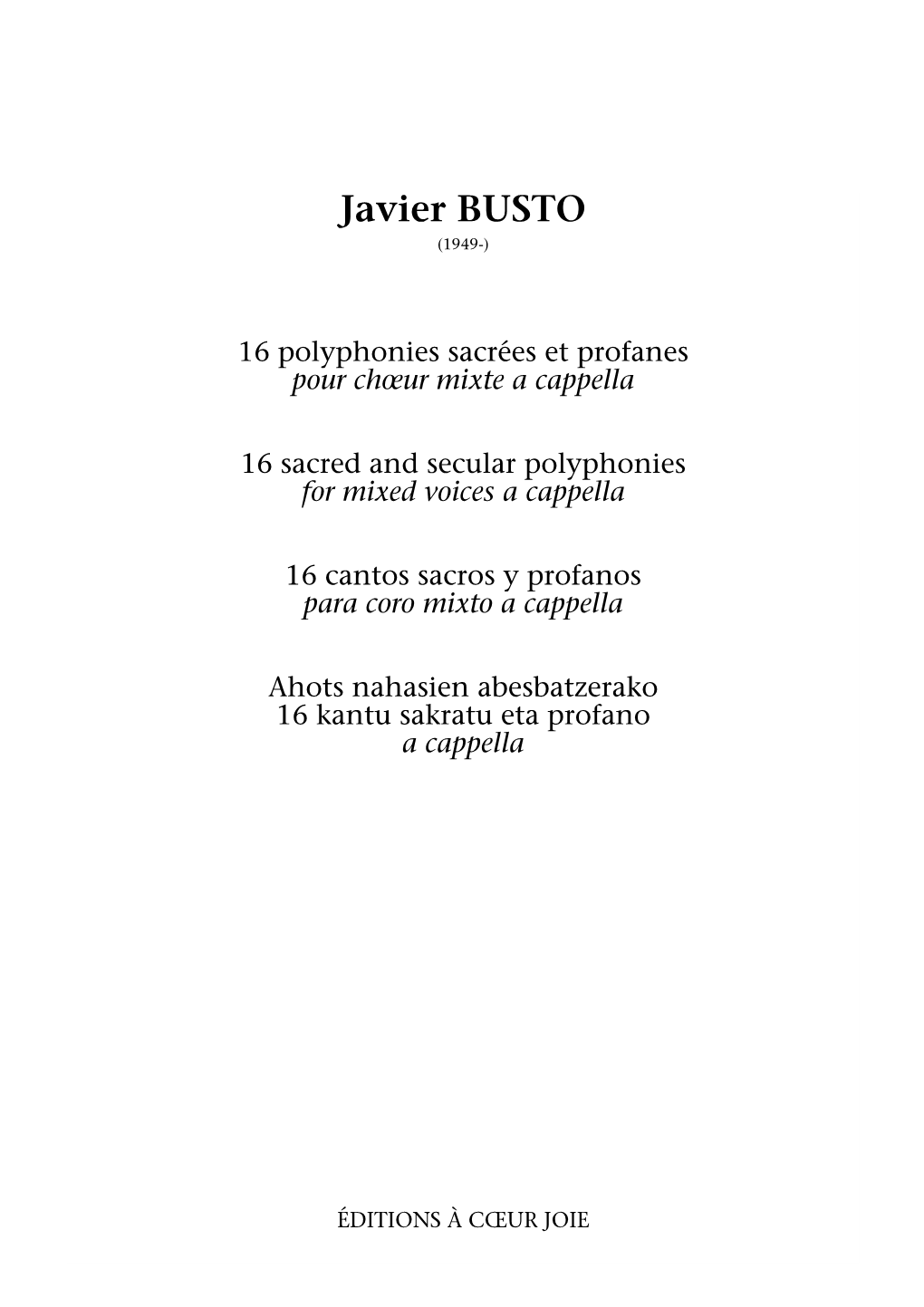 Javier BUSTO (1949-)