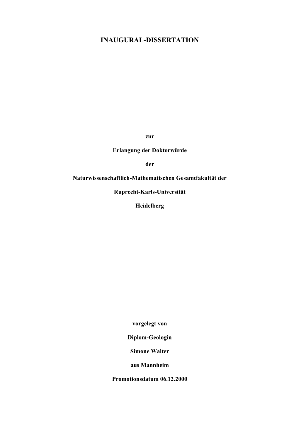 Inaugural-Dissertation