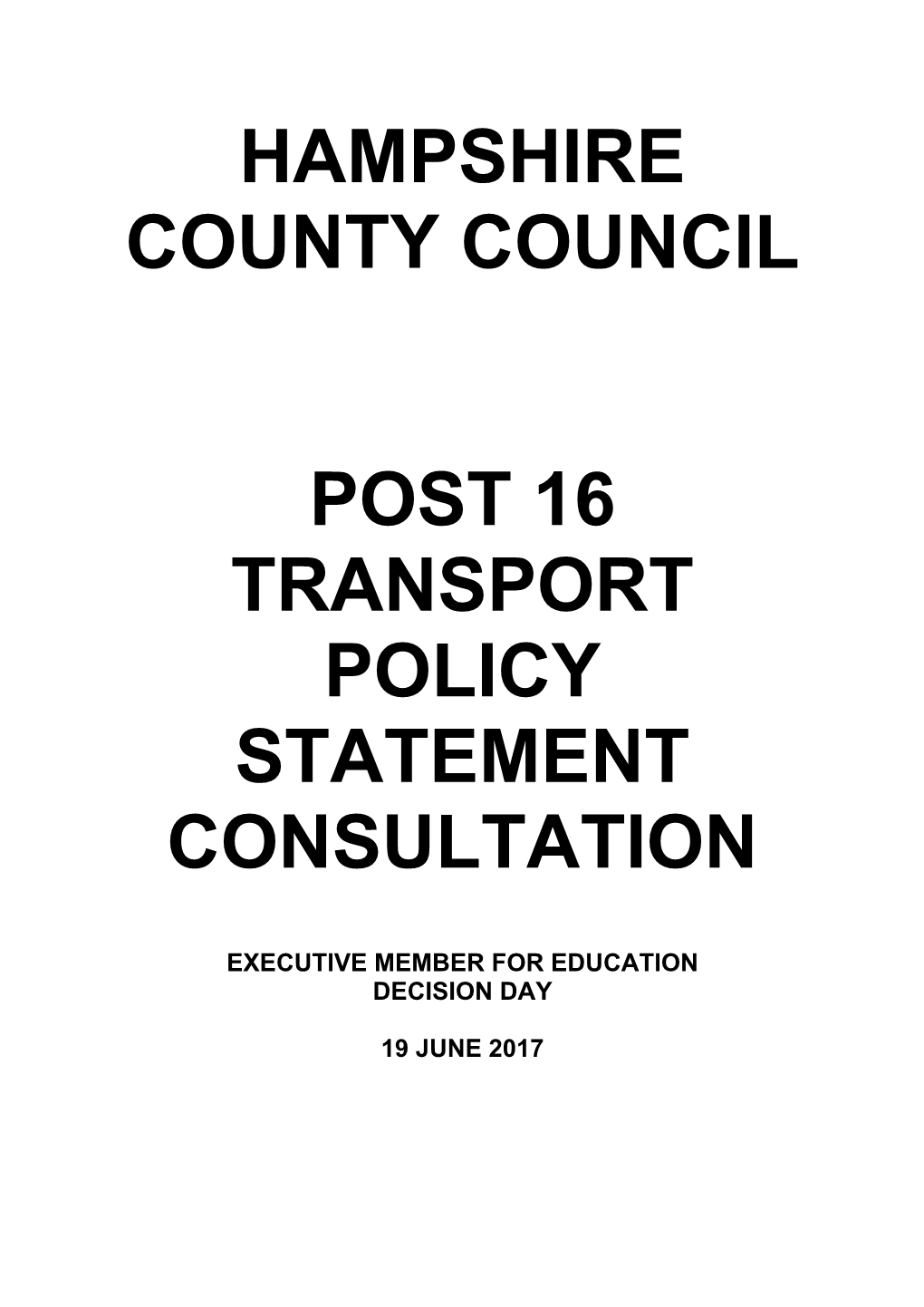 Hampshire County Council Post 16 Transport Policy