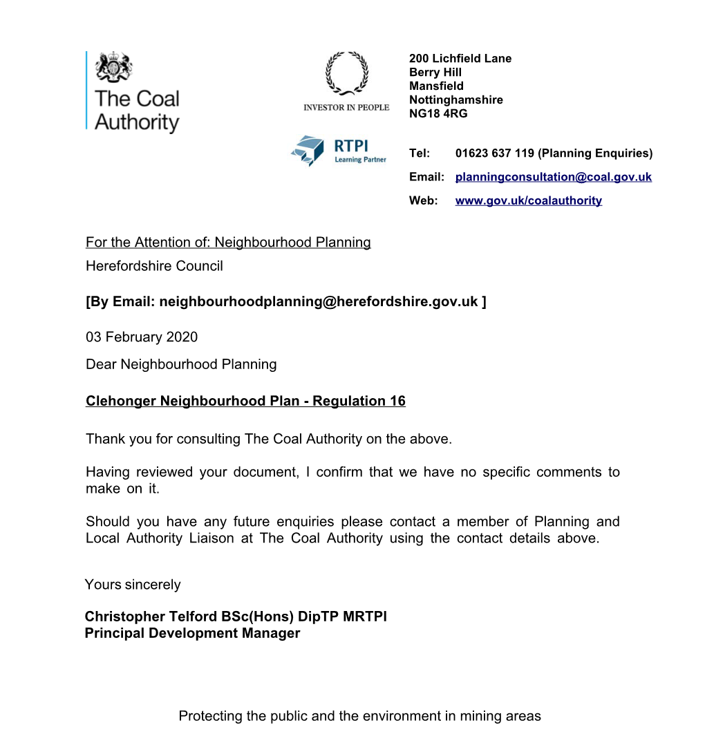 Clehonger Neighbourhood Development Plan Regulation 16