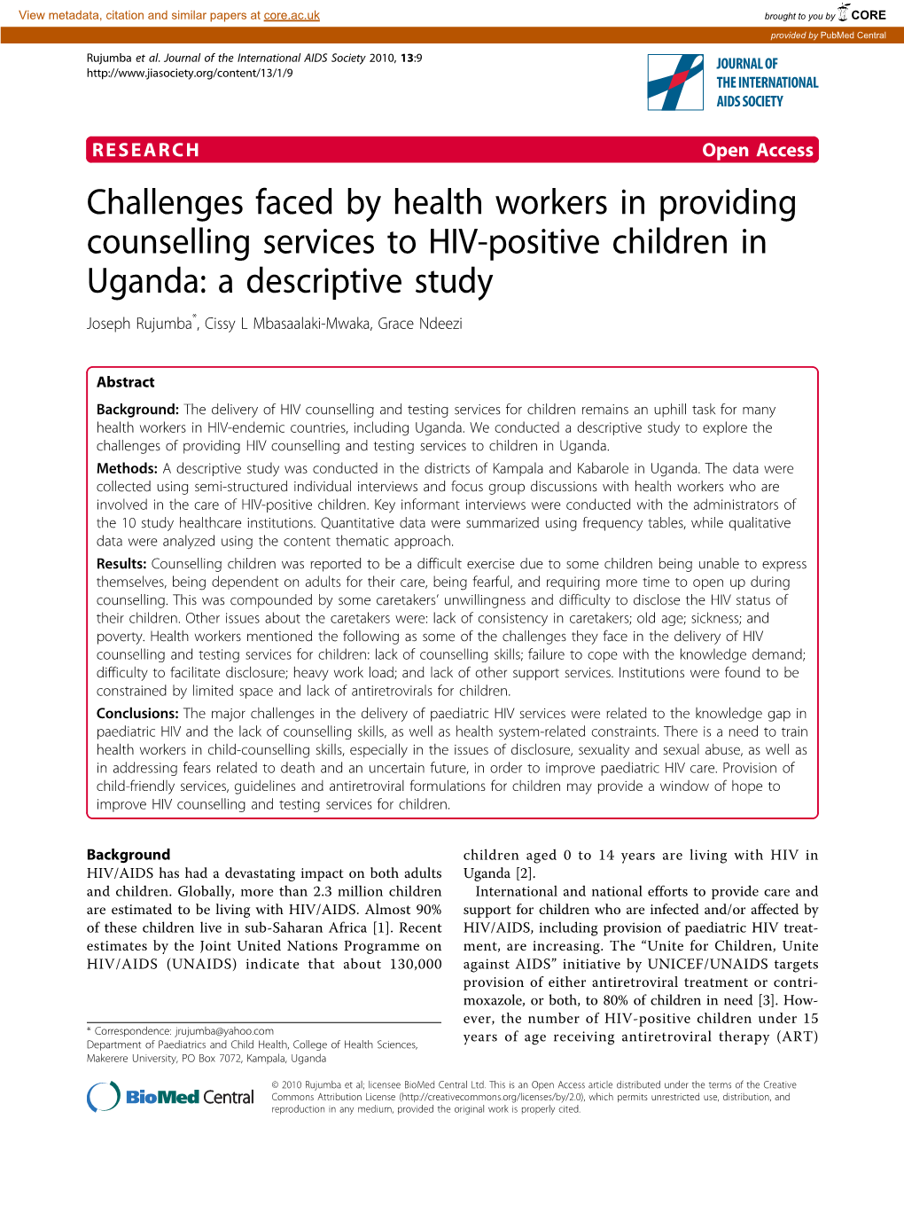 Challenges Faced by Health Workers in Providing Counselling Services To