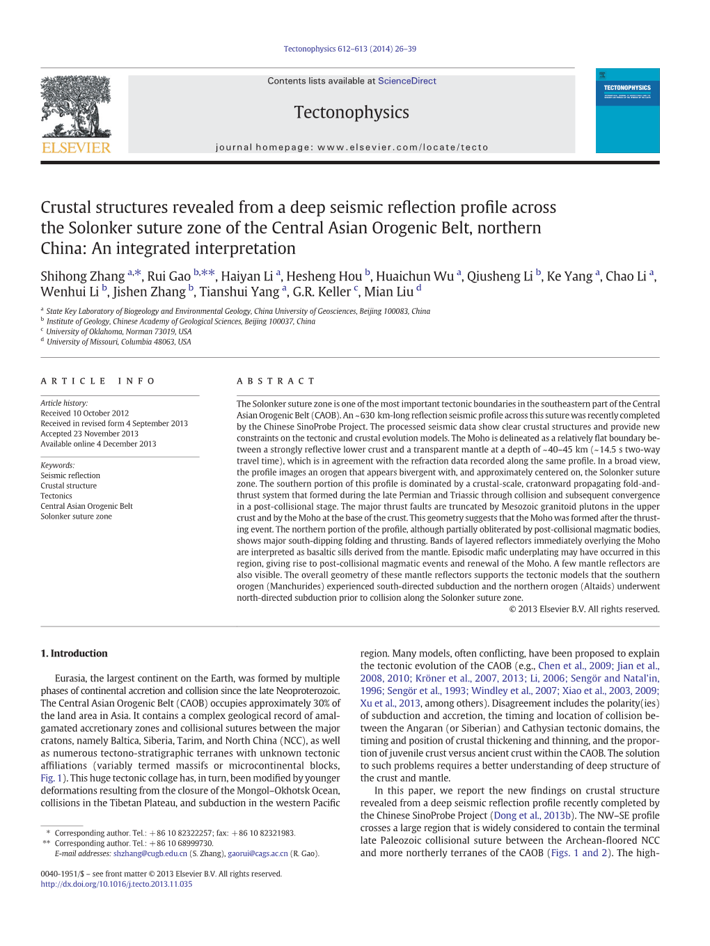 Crustal Structures Revealed from a Deep Seismic Reflection Profile Across the Solonker Suture Zone of the Central Asian Orogenic