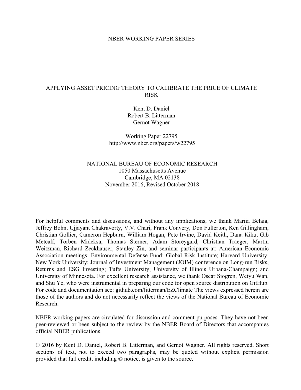 Applying Asset Pricing Theory to Calibrate the Price of Climate Risk