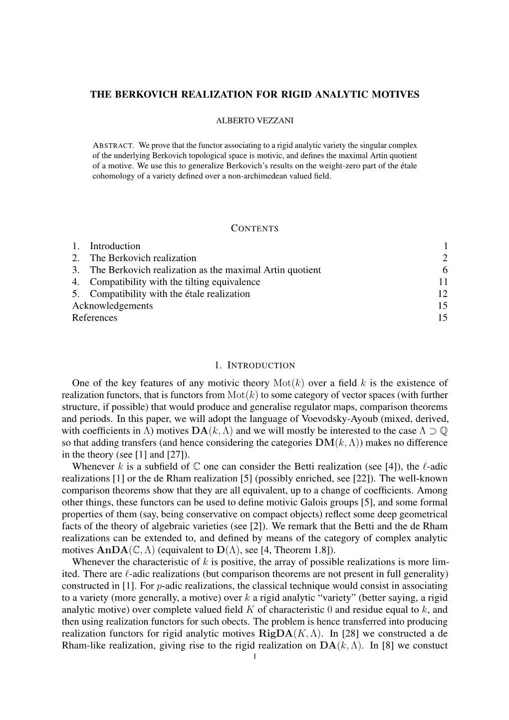 The Berkovich Realization for Rigid Analytic Motives 1