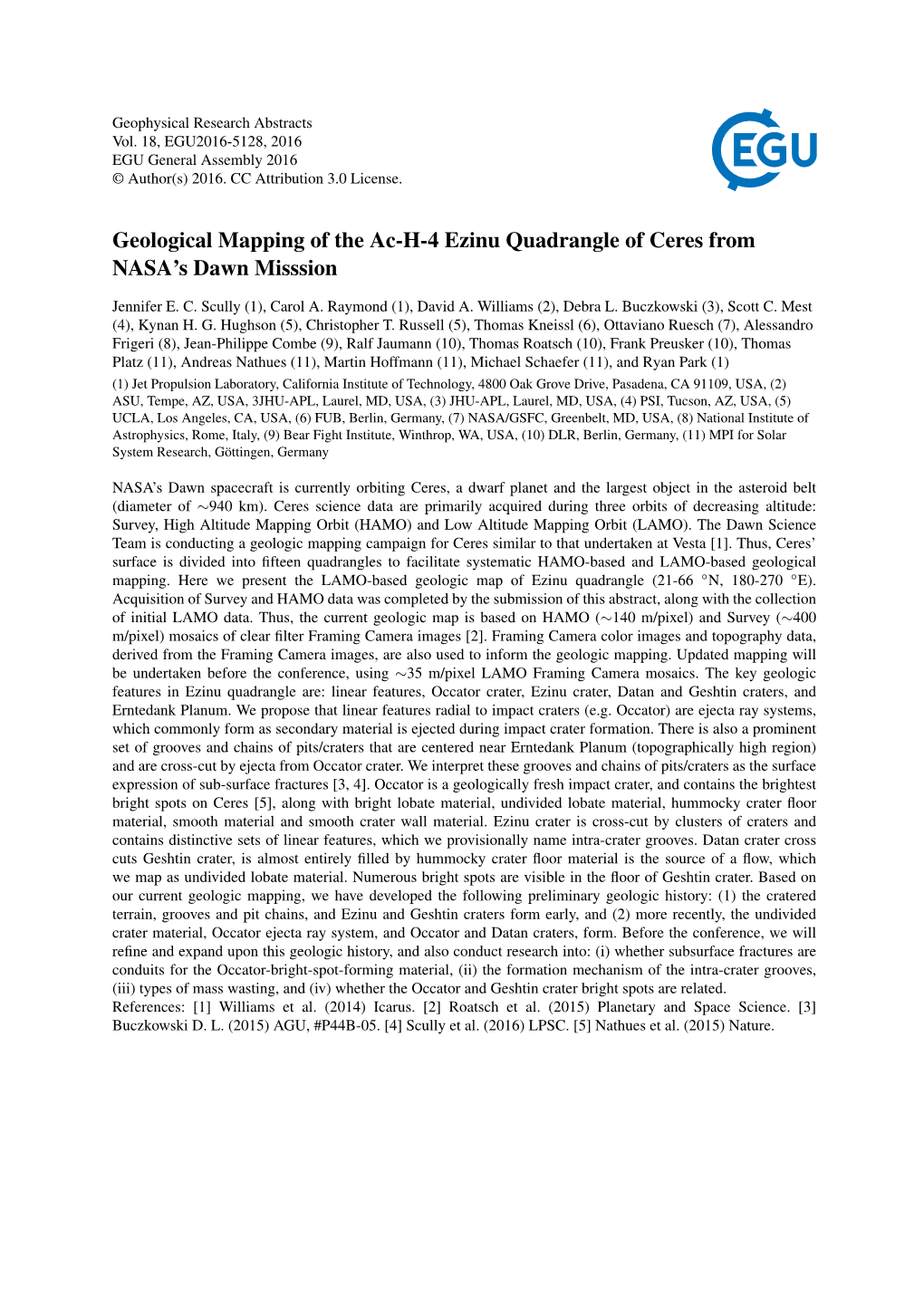 Geological Mapping of the Ac-H-4 Ezinu Quadrangle of Ceres from NASA's Dawn Misssion