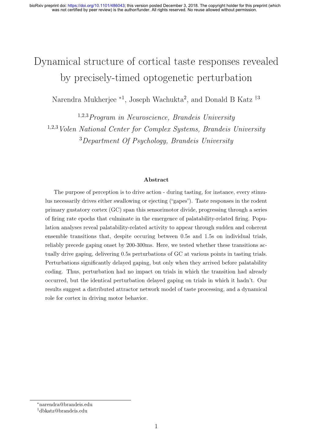 Biorxiv Preprint Doi: This Version Posted December 3, 2018