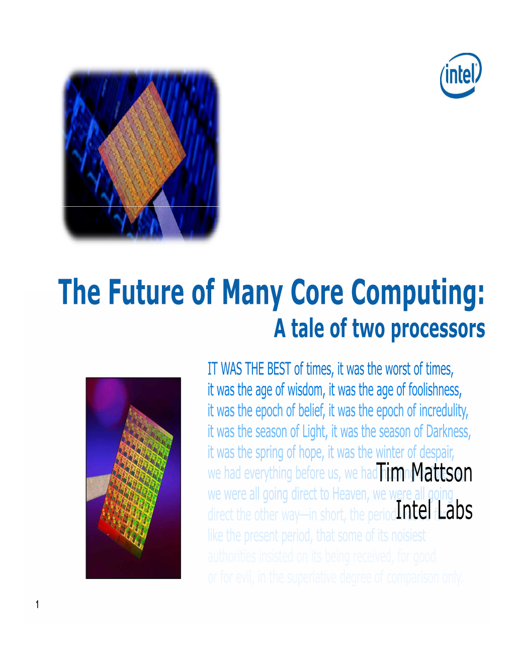 The Future of Many Core Computing: a Tale of Two Processors