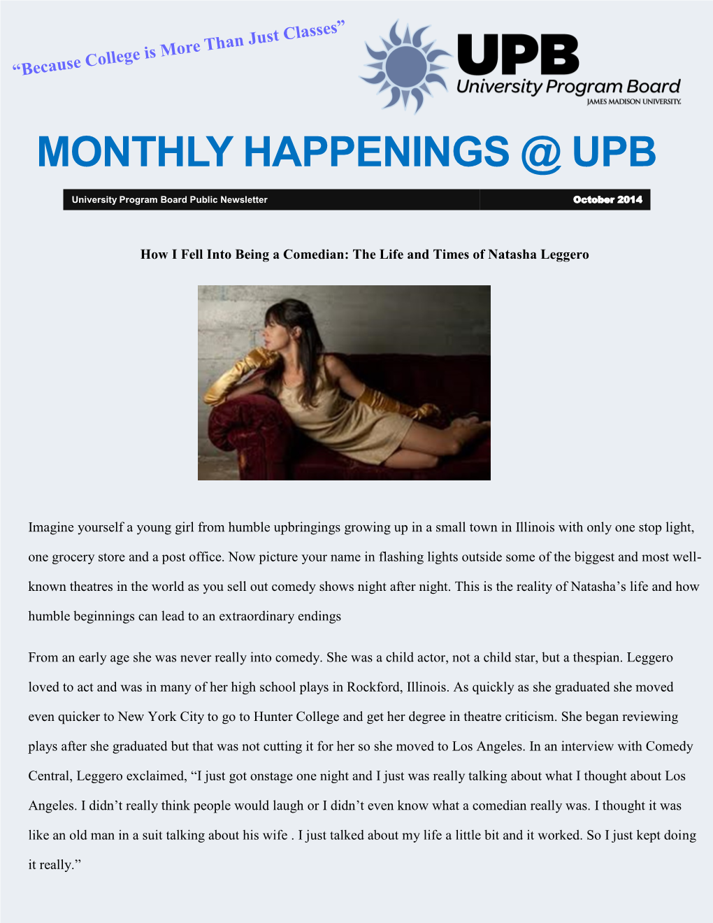 Monthly Happenings @ Upb