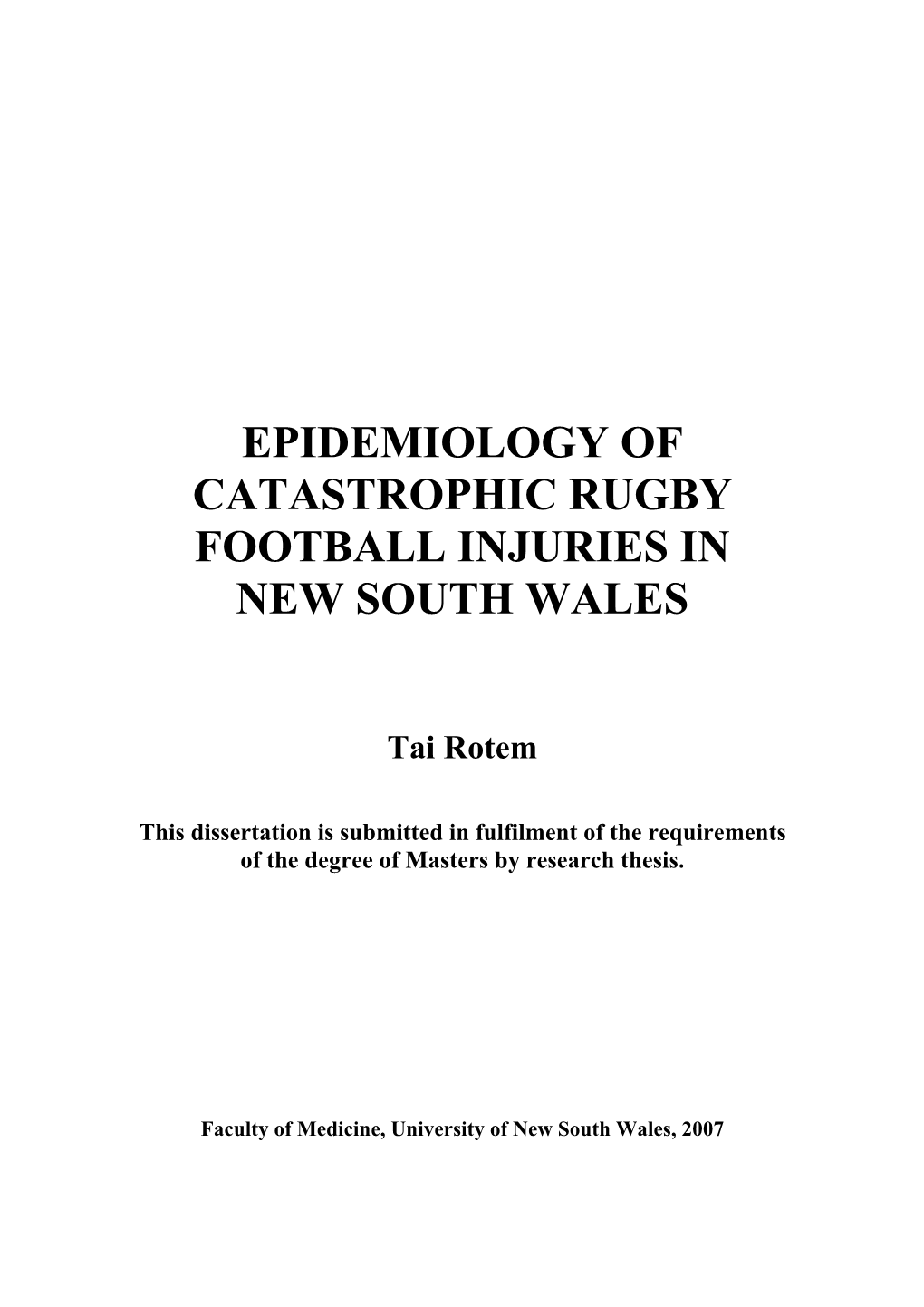 Epidemiology of Serious Sport and Recreational