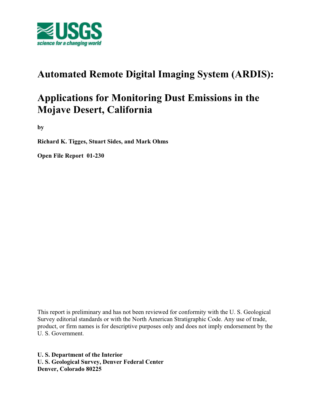Automated Remote Digital Imaging System (ARDIS): Applications for Monitoring Dust Emissions in the Mojave Desert, California