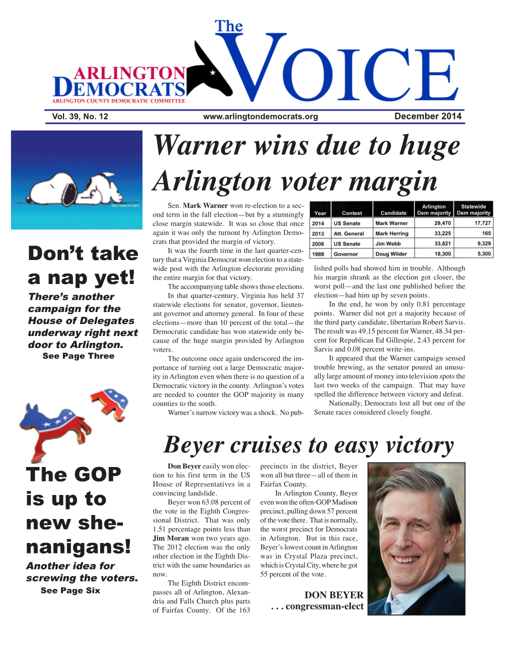 Warner Wins Due to Huge Arlington Voter Margin Sen
