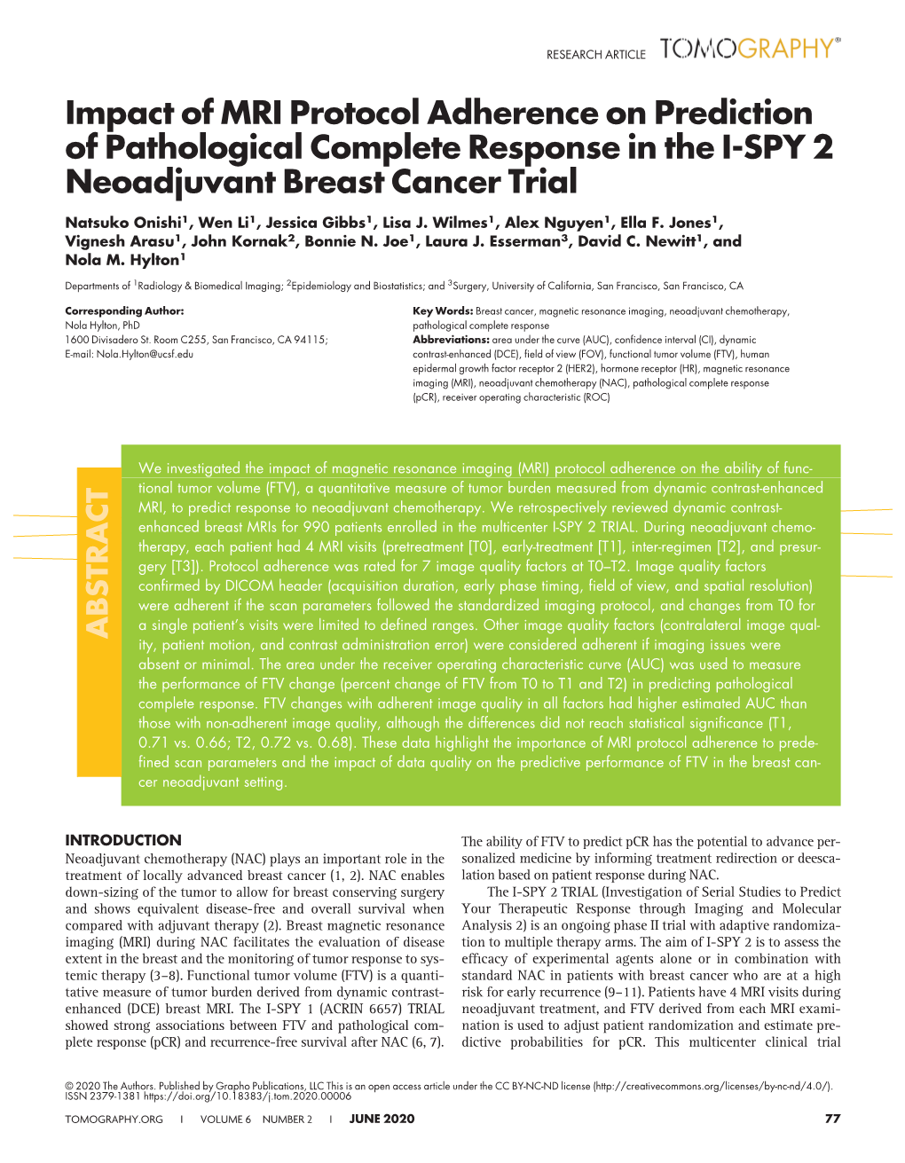 Impact of MRI Protocol Adherence on Prediction of Pathological Complete Response in the I-SPY 2 Neoadjuvant Breast Cancer Trial
