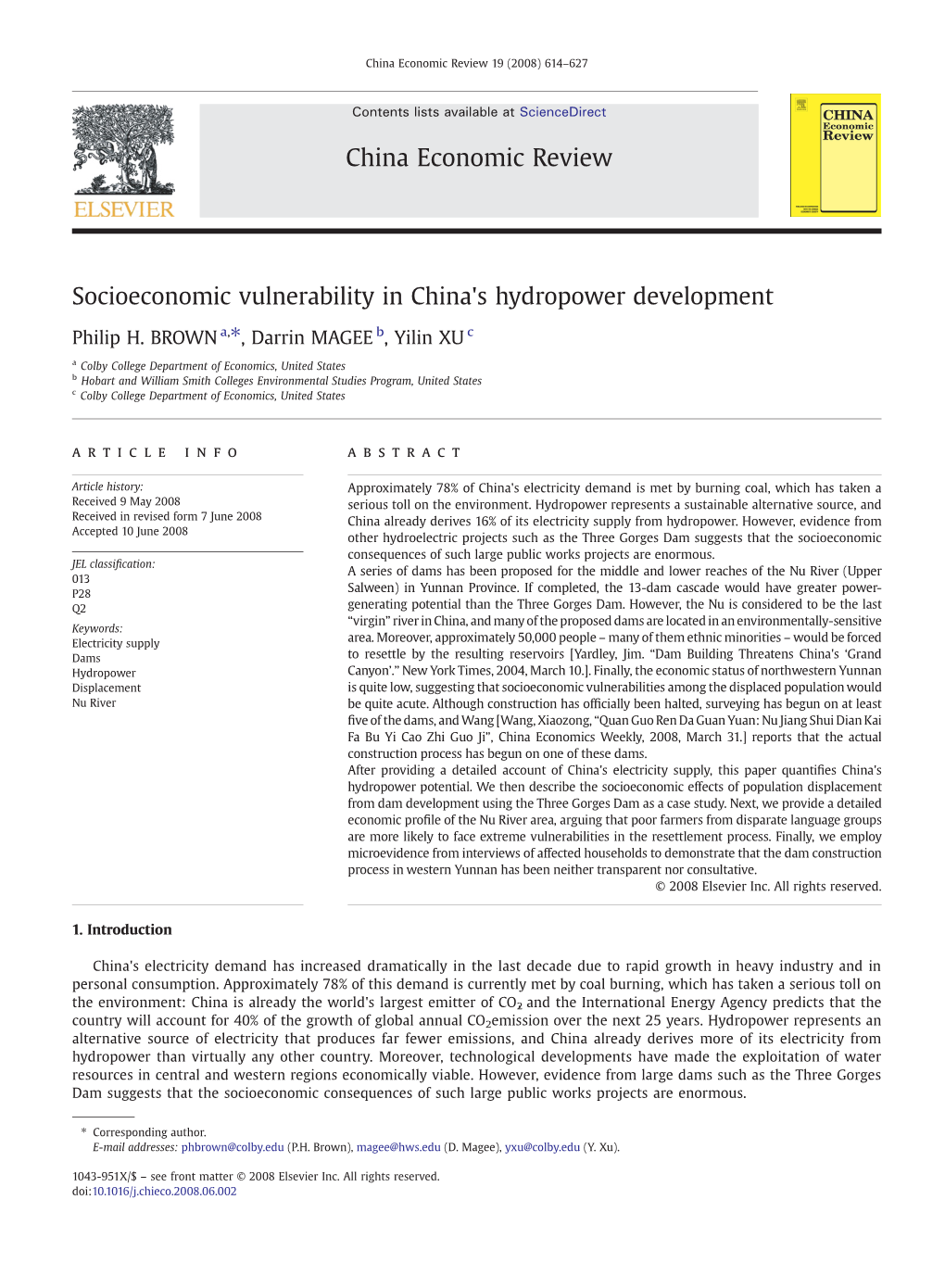 Socioeconomic Vulnerability in China's Hydropower Development