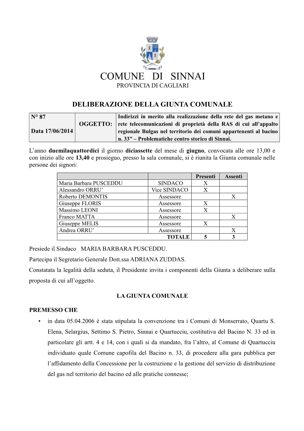 Comune Di Sinnai Provincia Di Cagliari