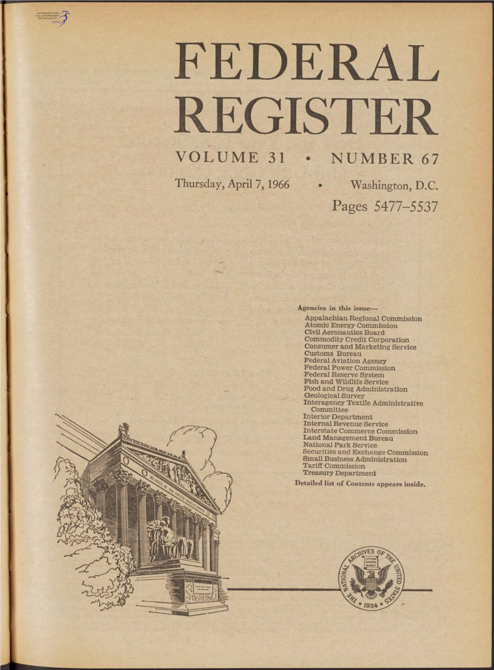 Federal Register Volume 31 • Number 67