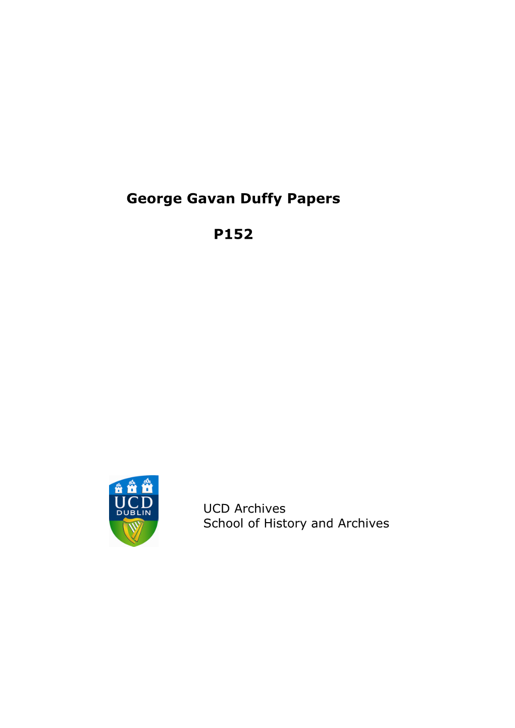 George Gavan Duffy Papers P152