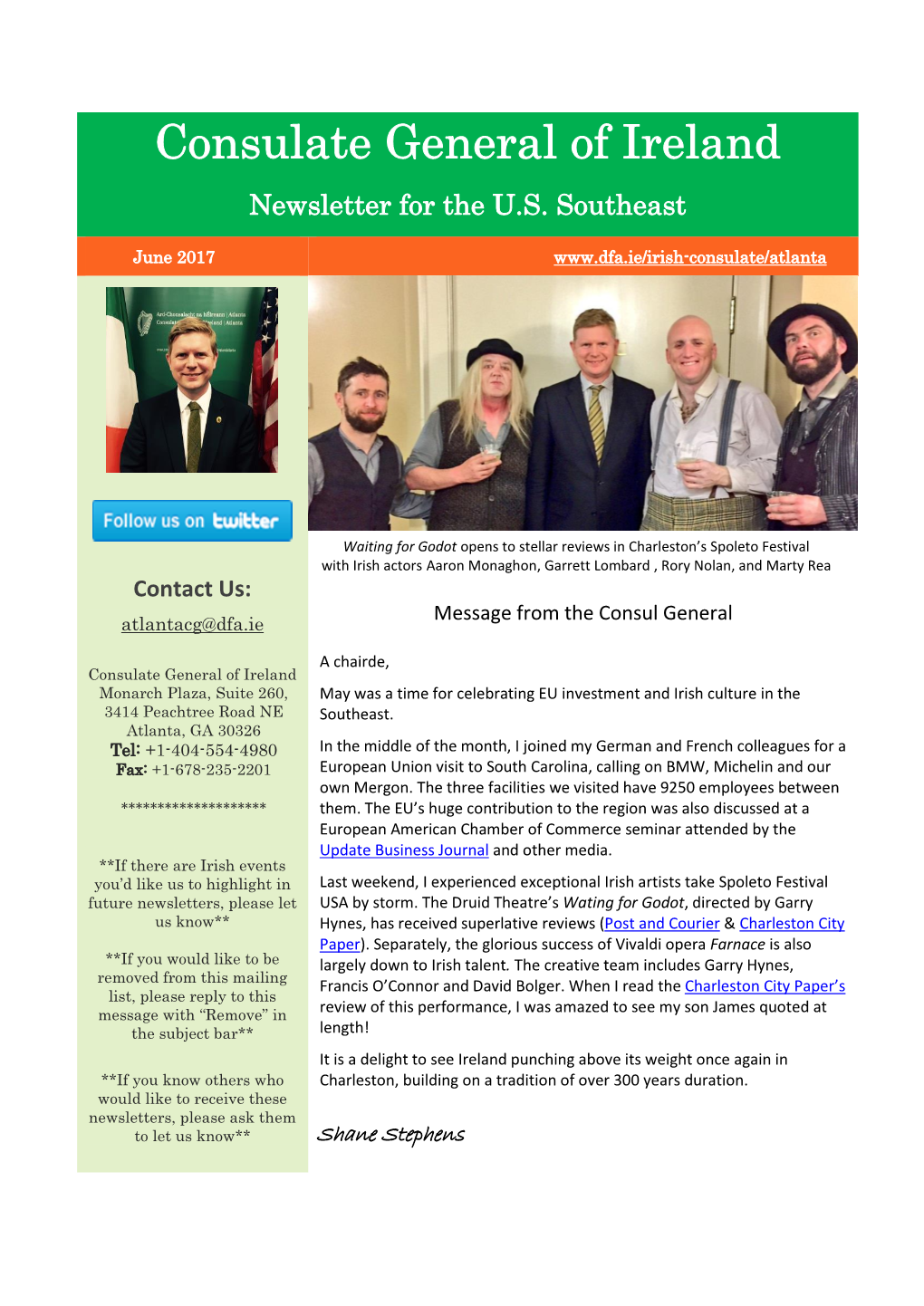 Consulate General of Ireland Newsletter for the U.S