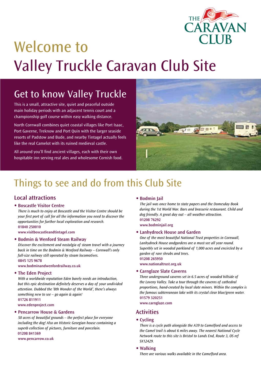 Welcome to Valley Truckle Caravan Club Site