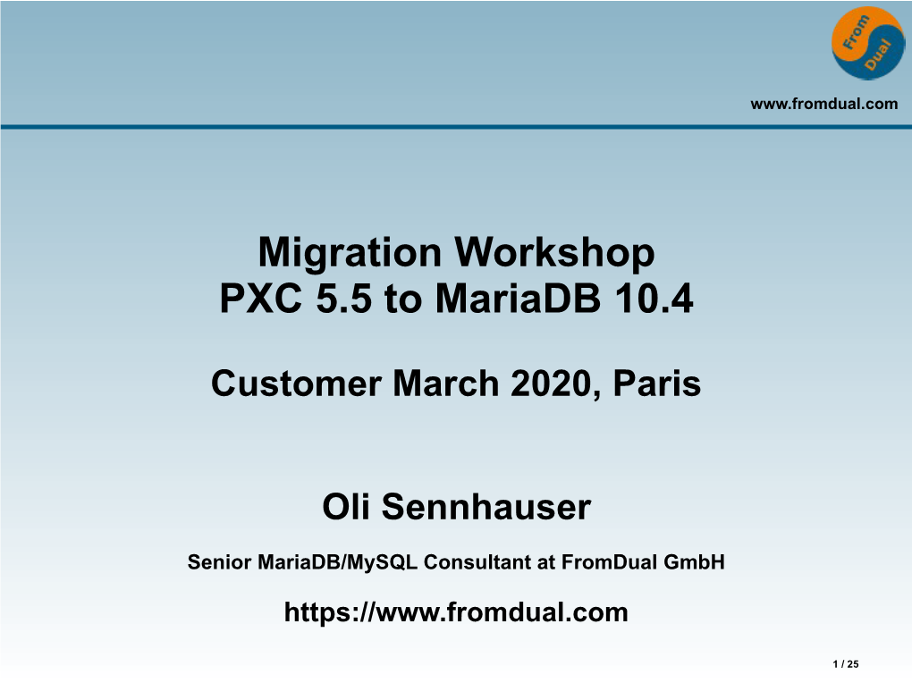 Migration Workshop PXC 5.5 to Mariadb 10.4