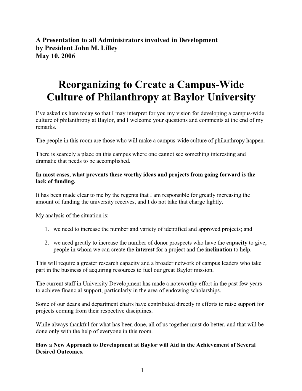 Reorganizing to Create a Campus-Wide Culture of Philanthropy