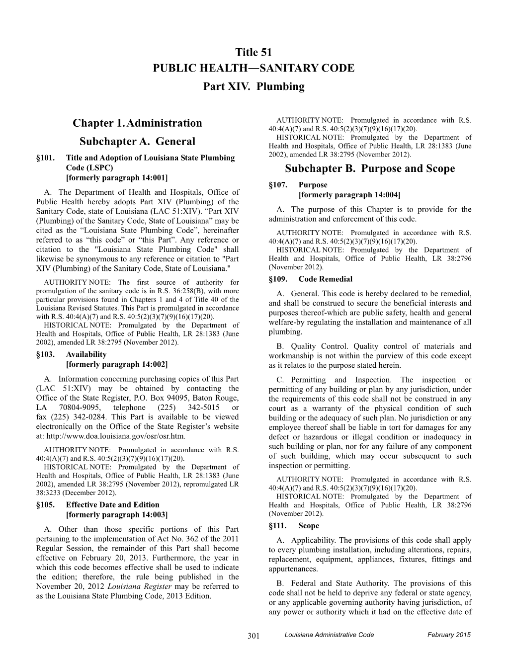 Louisiana State Plumbing Code, 2013 Edition