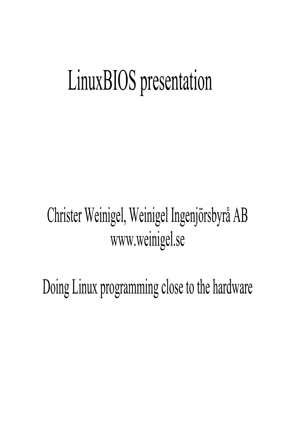 Linuxbios Presentation