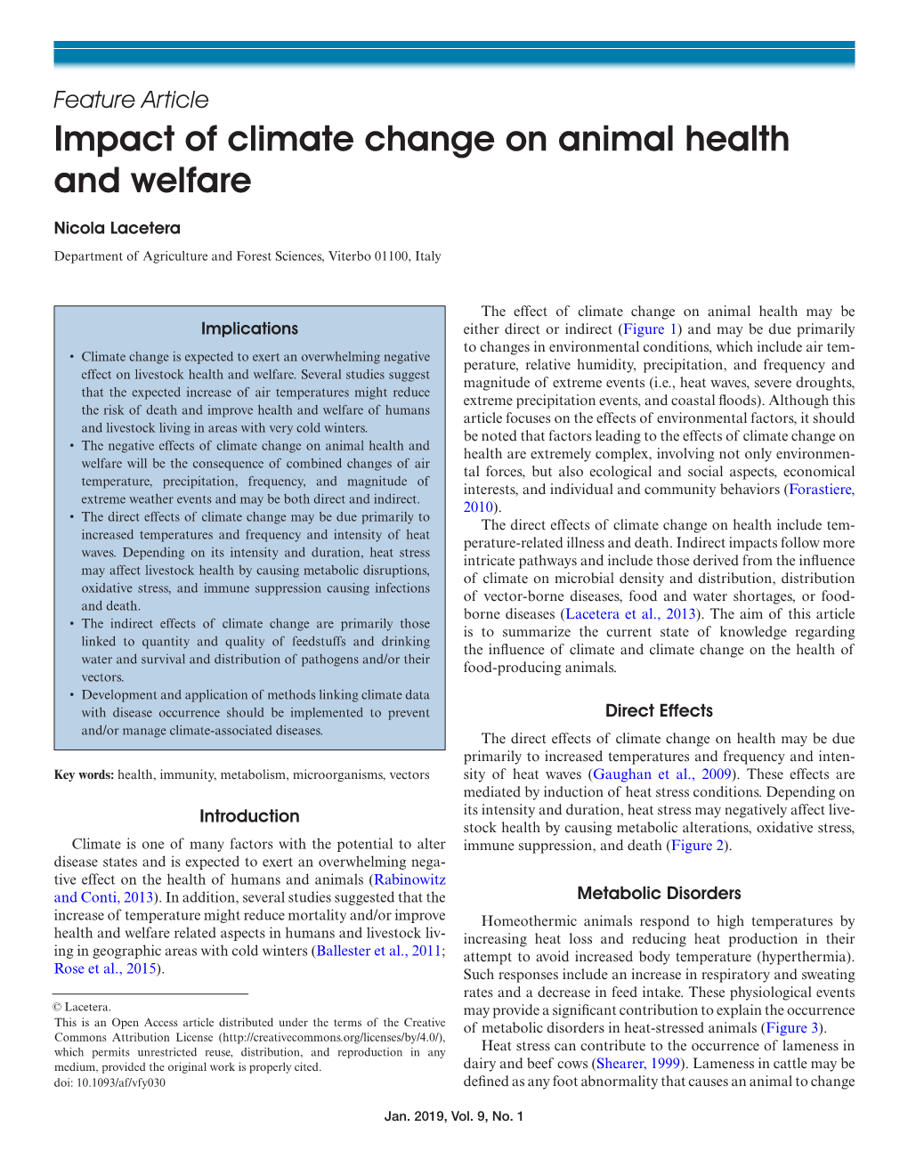 Impact of Climate Change on Animal Health and Welfare